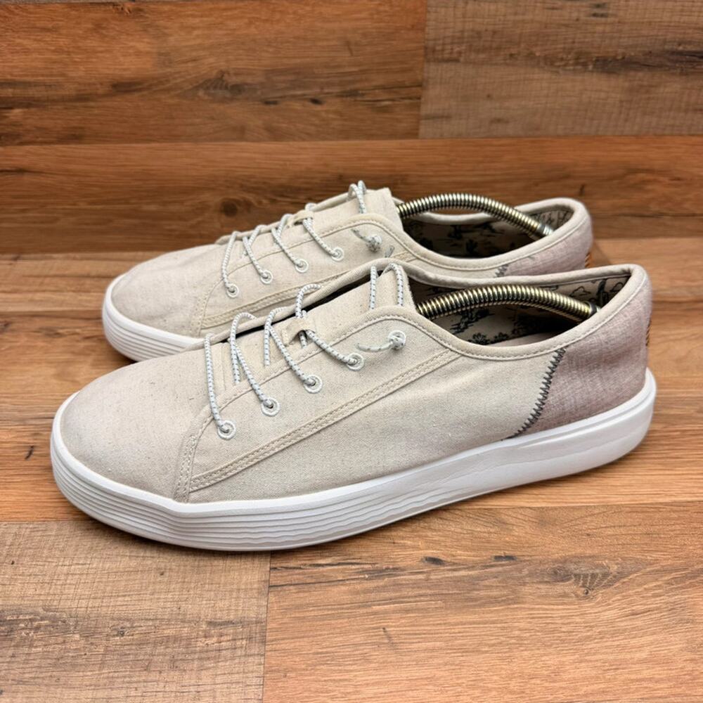 Hey Dude Karina Womens Size 12 Beige Canvas Slip On Platform Sneakers Casual